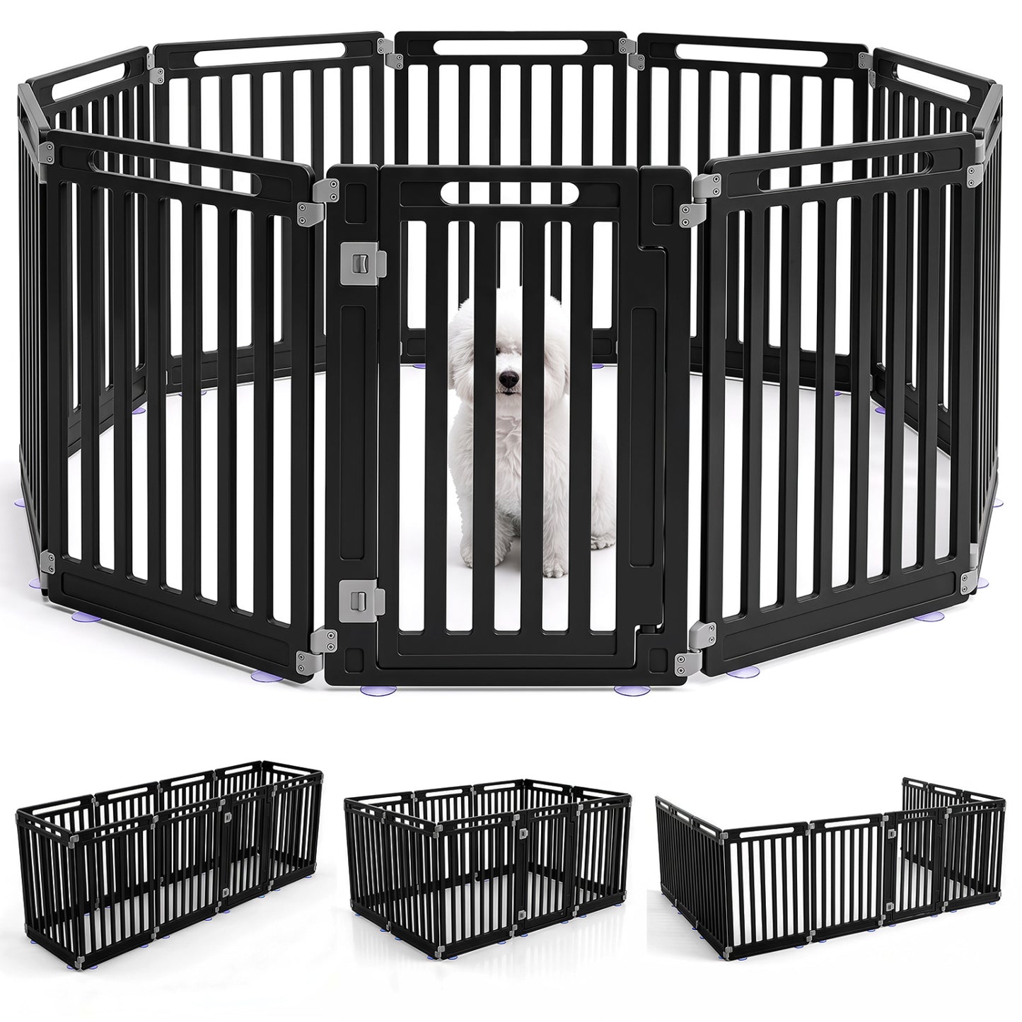 31.5" Height Indoor Outdoor Dog Playpen with 10 Panels-Black
