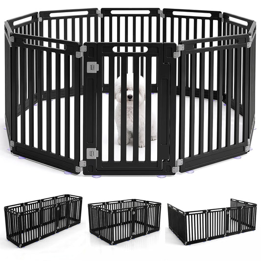 Black 31.5-inch indoor outdoor dog playpen with 10 panels, ideal for pet containment and play area, by Direct by Wilsons Home Store.