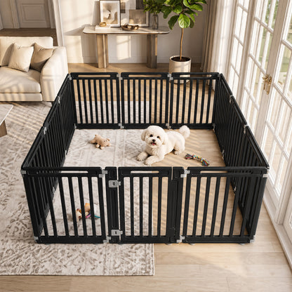 31.5" Height Indoor Outdoor Dog Playpen with 12 Panels-Black
