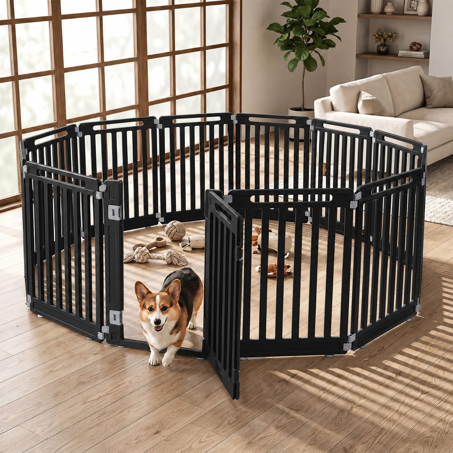 31.5" Height Indoor Outdoor Dog Playpen with 12 Panels-Black