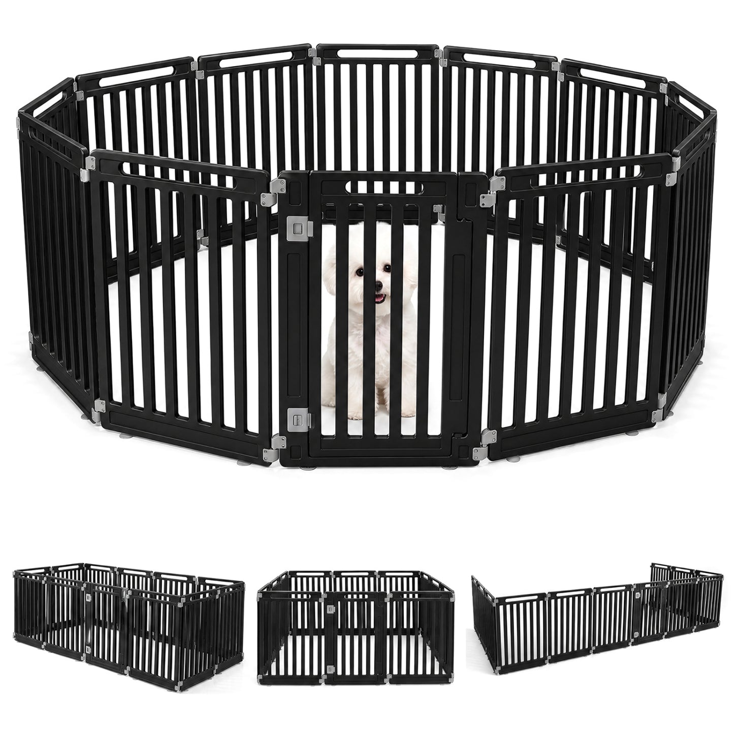 31.5" Height Indoor Outdoor Dog Playpen with 12 Panels-Black