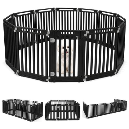31.5" Height Indoor Outdoor Dog Playpen with 12 Panels-Black