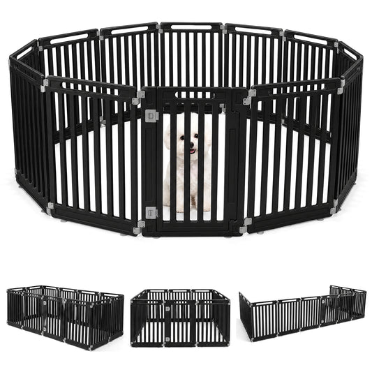 Black 31.5-inch indoor outdoor dog playpen with 12 panels, ideal for pets and dog containment, by Wilsons Home Store.