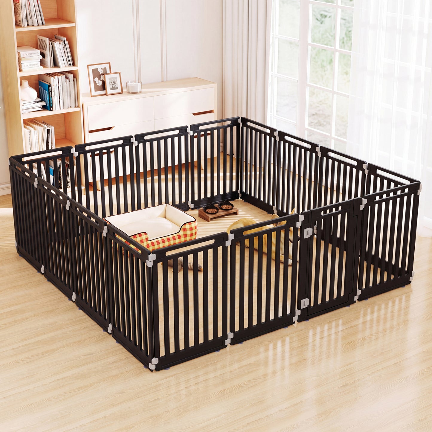 31.5" Height Indoor Outdoor Dog Playpen with 16 Panels-Black