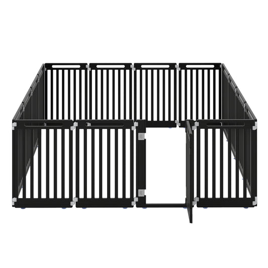 Black 31.5-inch indoor outdoor dog playpen with 16 panels, ideal for pets and dog containment, by Wilsons Home Store.