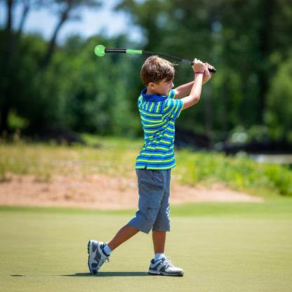 31.5 Inch Golf Swing Trainer Aid with Weighted Head for Grip  Rhythm  Balance-Green