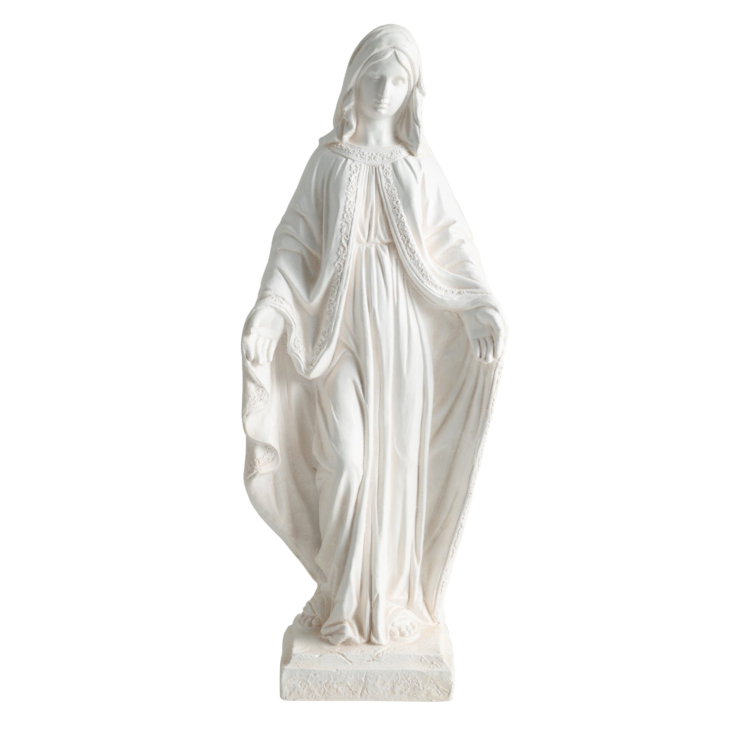 31.5 Inch Virgin Mary Statue with Aged Finish for Yard Patio-White