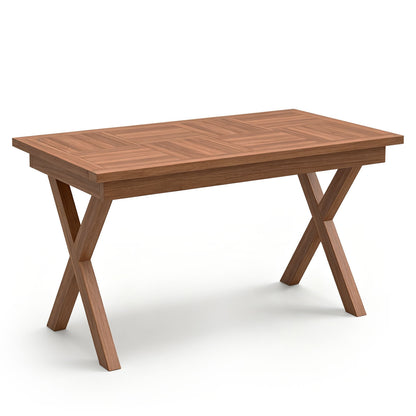 31.5" Outdoor Teak Wood Coffee Table with Slatted Tabletop for Patio