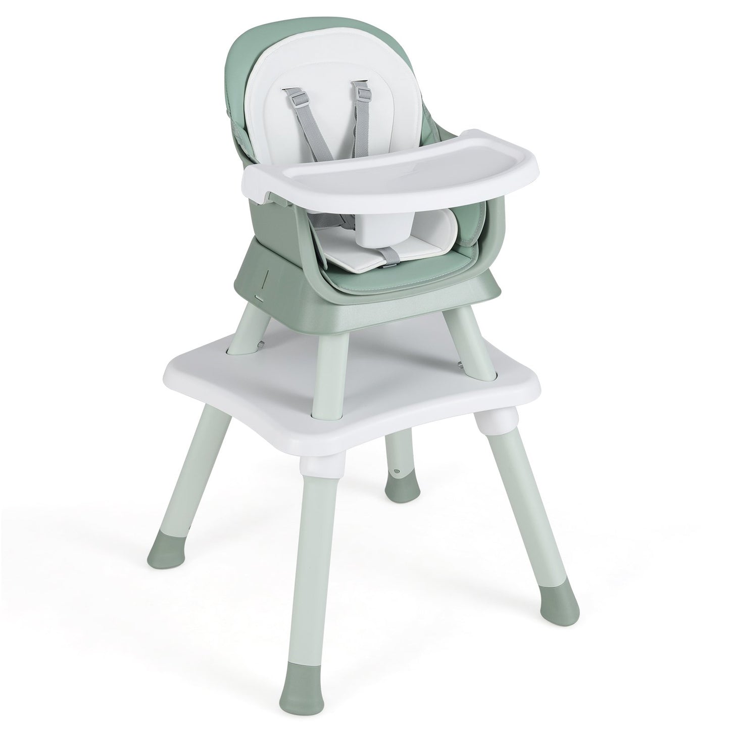 6-in-1 Convertible Baby High Chair with Adjustable Removable Tray-Black