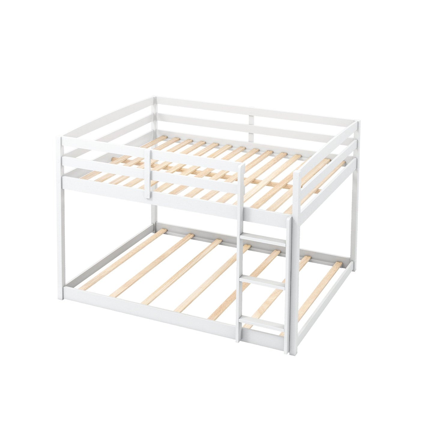 Full Over Full Bunk Bed Low-to-ground Bunk Bed-Gray