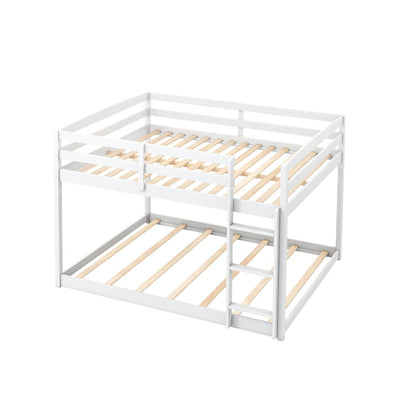 Full Over Full Bunk Bed Low-to-ground Bunk Bed-Gray
