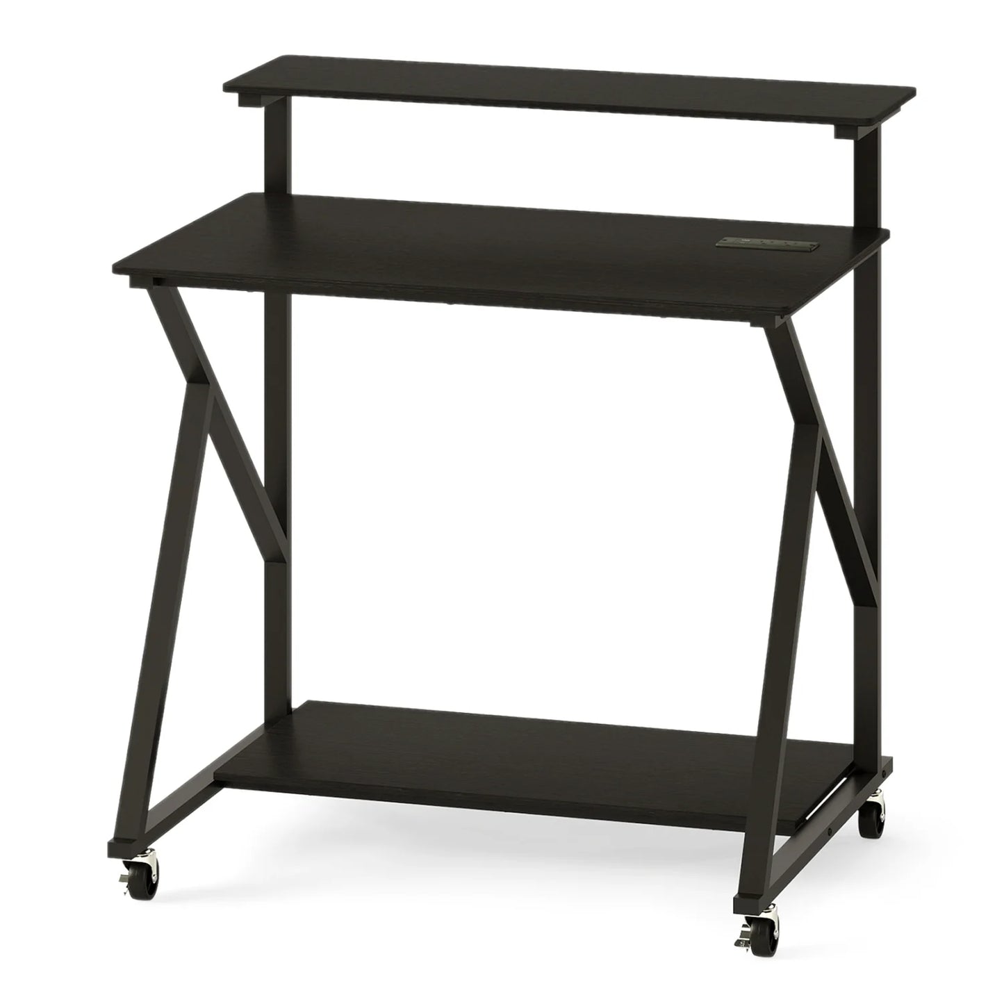 32 Inch Rolling Computer Desk for Small Spaces with Power Outlets-Black