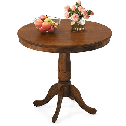 32 Inch Wooden Round Pub Pedestal Side Table-natural