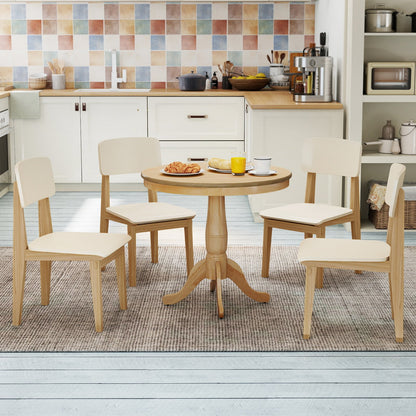 32 Inch Wooden Round Pub Pedestal Side Table-natural