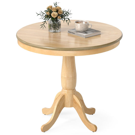 32 Inch Wooden Round Pub Pedestal Side Table-natural