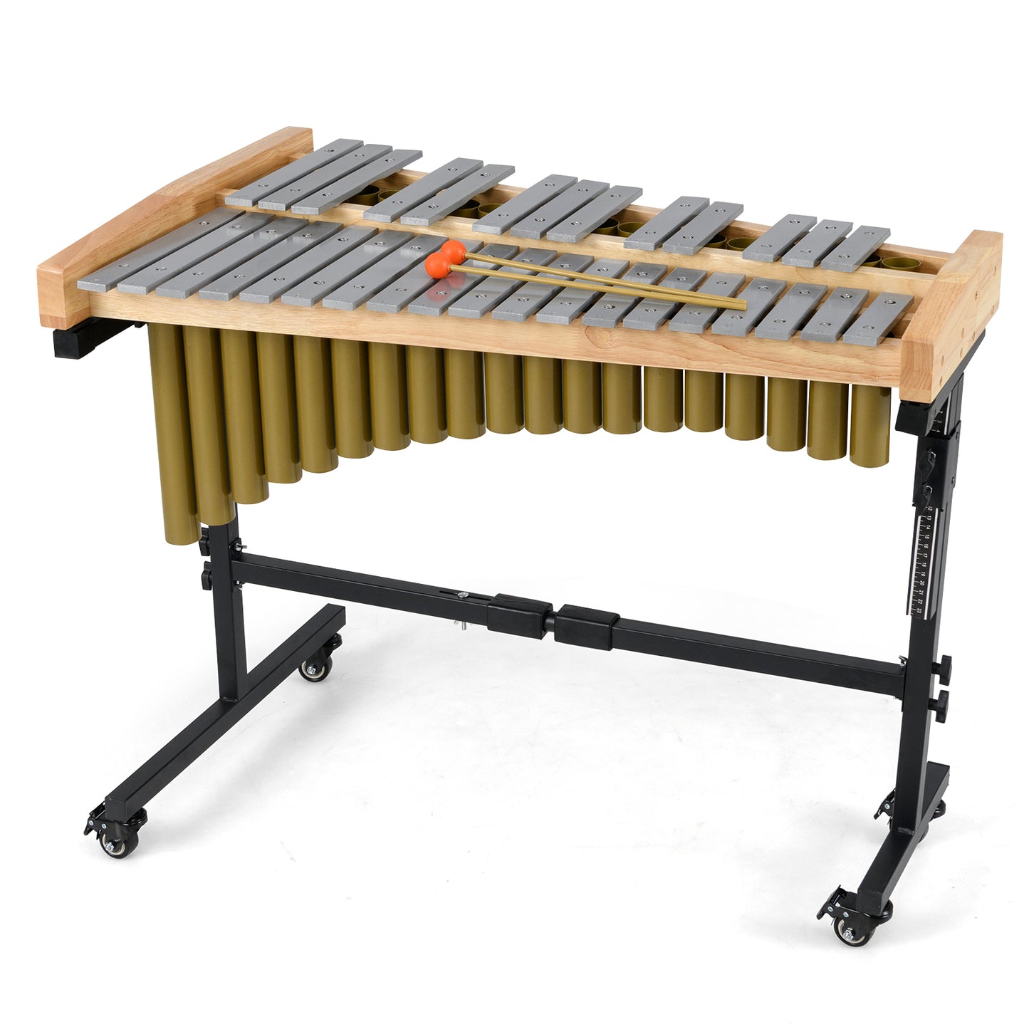 32 Note Marimba Aluminum Xylophone with Rubber Wood Base-Golden