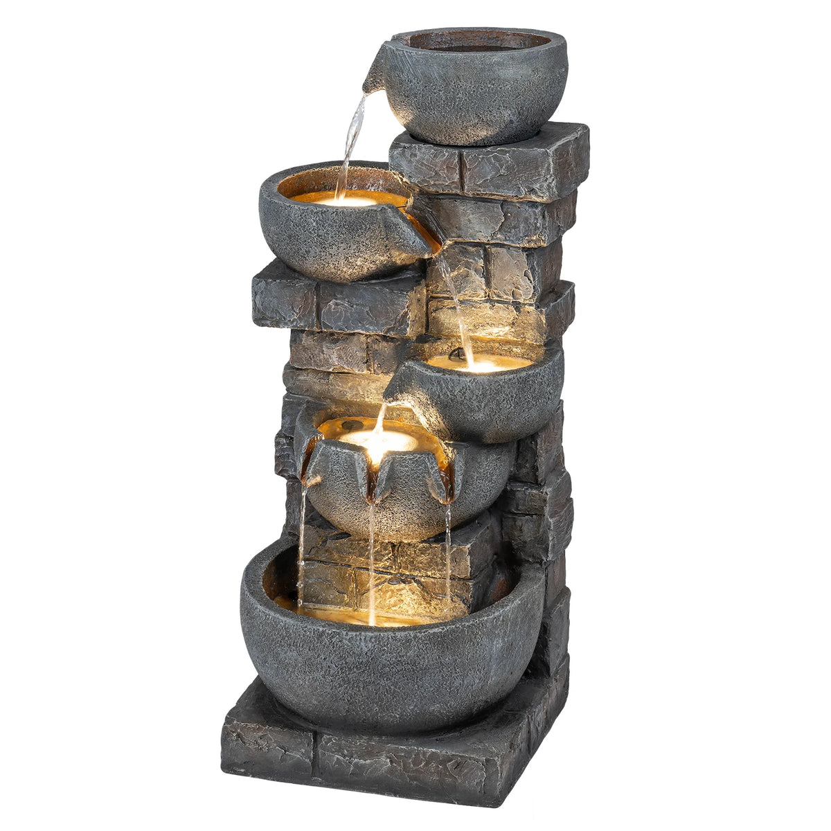 33-inch outdoor water fountain with LED lights, decorative garden feature for patio, by Direct by Wilsons Home Store