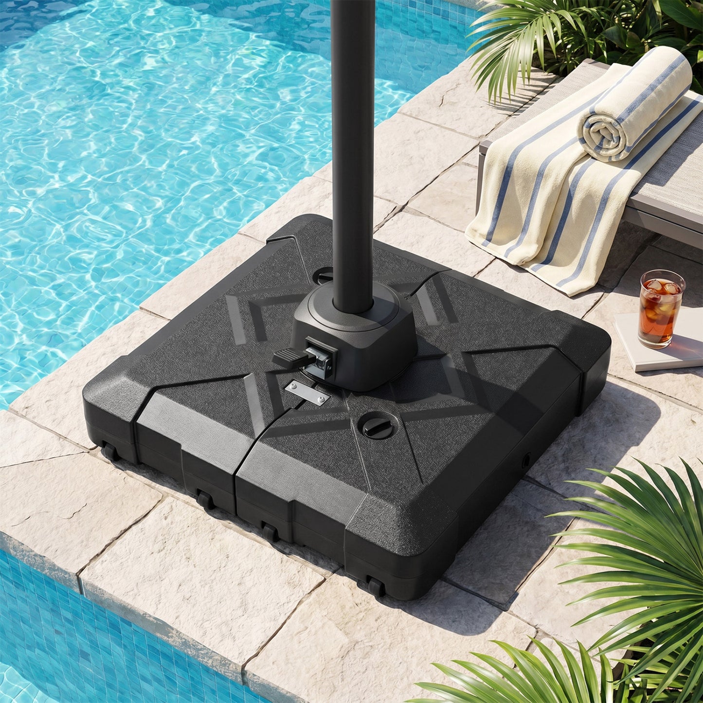34" x 34" Cantilever Patio Umbrella Base with 4 Wheels