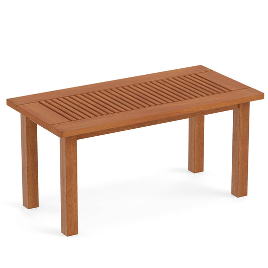 35.5-inch outdoor modern rectangular coffee table with slatted top, suitable for backyard patio, by Direct by Wilsons Home Store