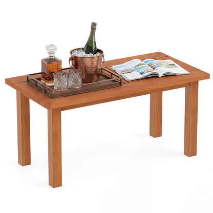 35.5-inch outdoor rectangular coffee table with slatted top, modern design for backyard patio, by Wilsons Home Store