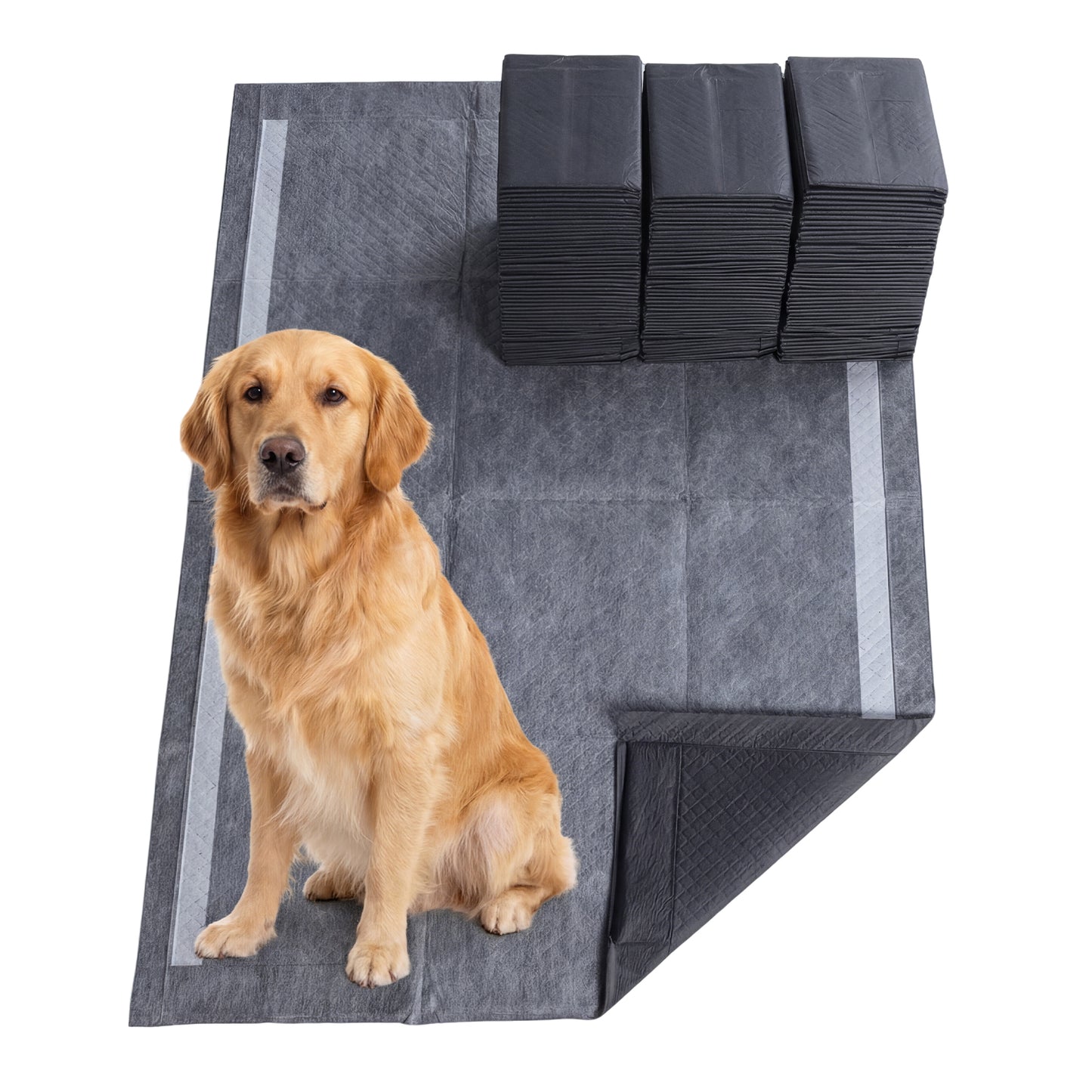 35.5" x 24" Charcoal Dog Pee Pads 6-Layer for Dogs-Black