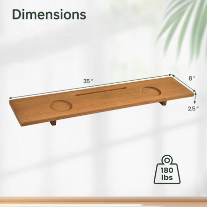 35 x 8 Inch Wood Bath Tray for Bathtubs with Built-in Slot and 3-Position Legs
