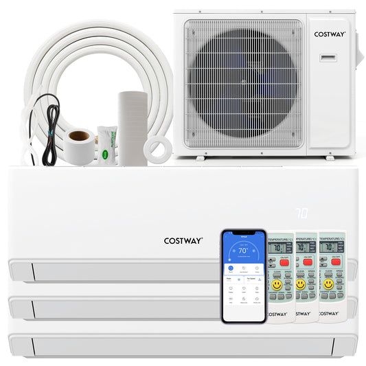 36000 BTU 3 Zone 23 SEER2 Mini Split Air Conditioner Wifi Enabled with Heat Pump-9K + 9K + 18K