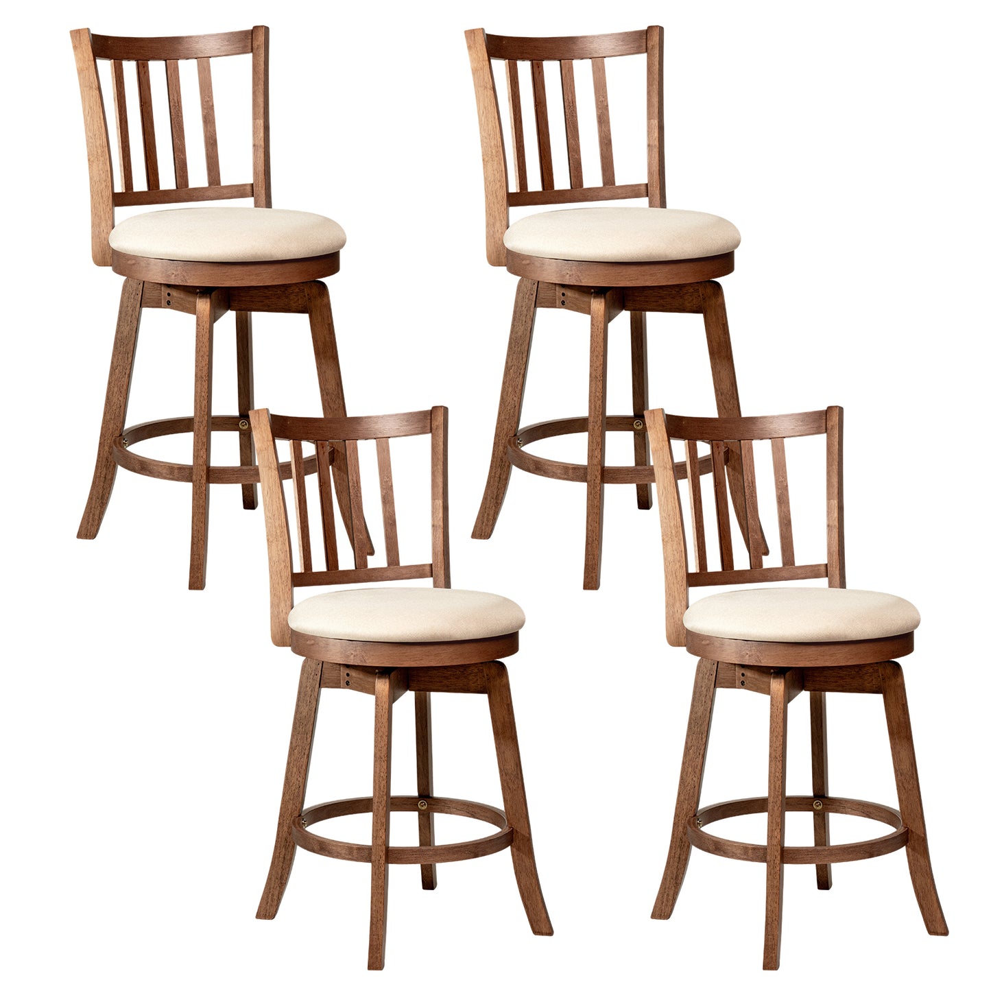 360° Rotating Counter Height Chairs Set of 4 with Backrest and Upholstered Seat-29