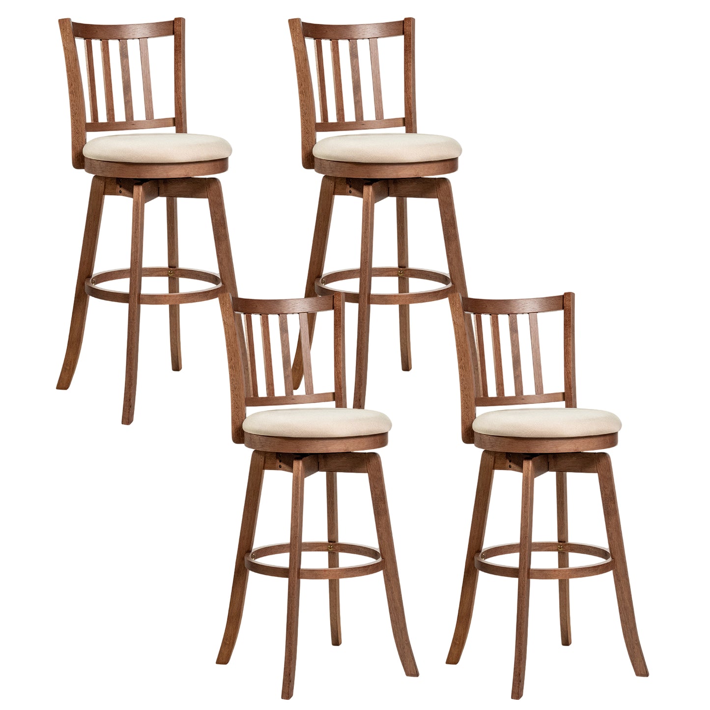 360° Rotating Counter Height Chairs Set of 4 with Backrest and Upholstered Seat-29