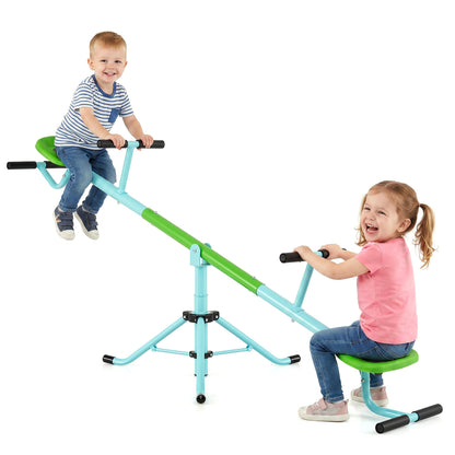 360°Rotation Kids Seesaw Swivel Teeter Totter Playground Equipment-Green
