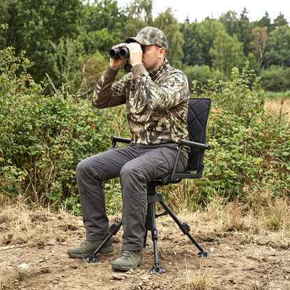 Black 360° silent swivel hunting seat with 5-level adjustable height, designed for outdoor camping by Wilsons Home Store