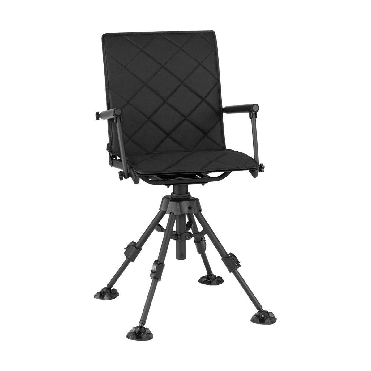 Black 360° silent swivel hunting seat with 5-level adjustable height, outdoor camping furniture by Wilsons Home Store