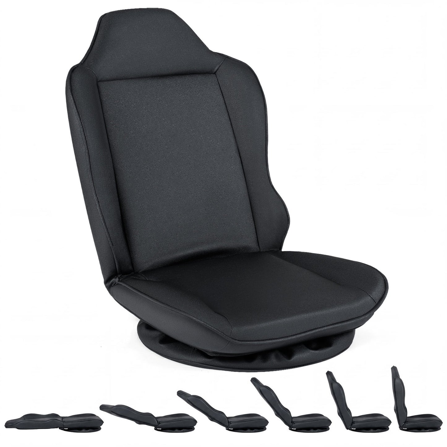 Beige 360° swivel floor gaming chair with adjustable backrest and modern design, ideal for home office gaming setup.