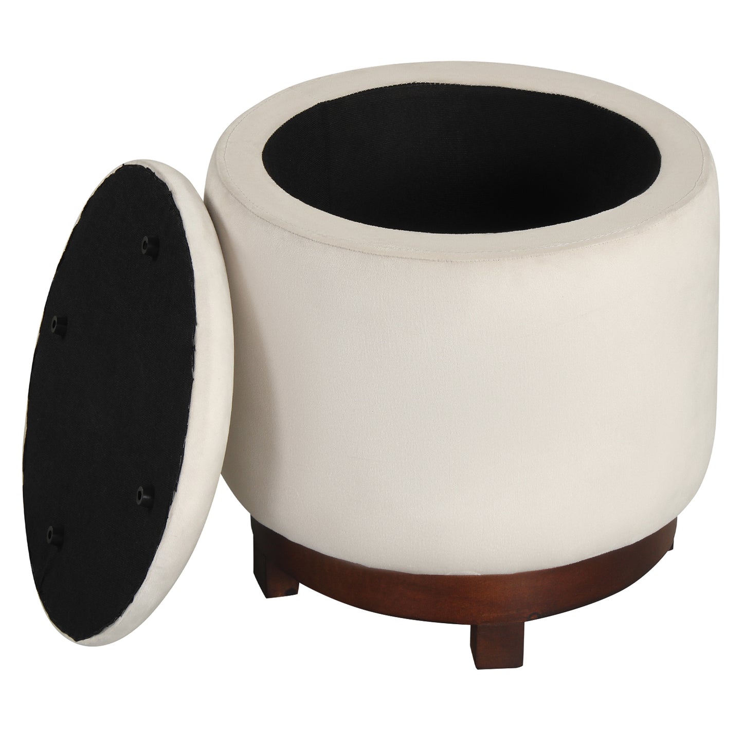 360° Swivel Velvet Foot Rest with Hidden Storage for Living Room-Gray