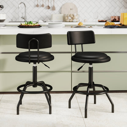 Set of 1/2 360° Swivel Counter Height Barstool with Padded Seat and Back-2 Pieces