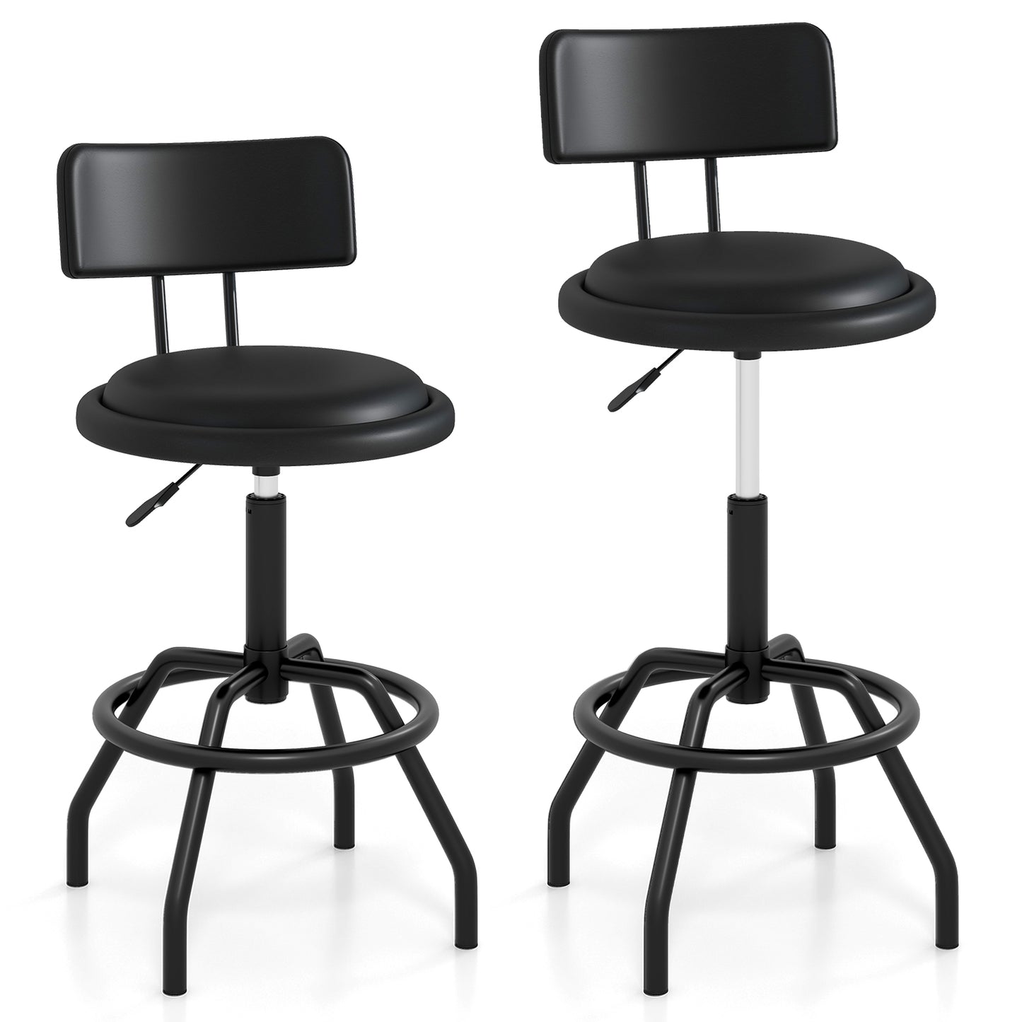 Set of 1/2 360° Swivel Counter Height Barstool with Padded Seat and Back-2 Pieces