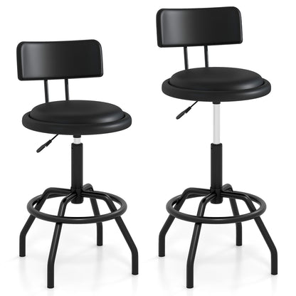 Set of 1/2 360° Swivel Counter Height Barstool with Padded Seat and Back-2 Pieces