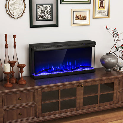 36/40/50/60 Inch Wide 3-Sided Electric Fireplace Insert with Remote Control and 12 Flame Colors-40 inches