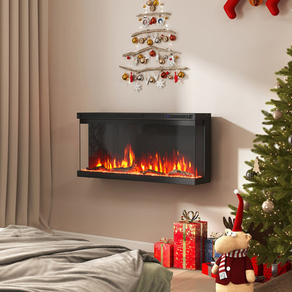 36/40/50/60 Inch Wide 3-Sided Electric Fireplace Insert with Remote Control and 12 Flame Colors-40 inches