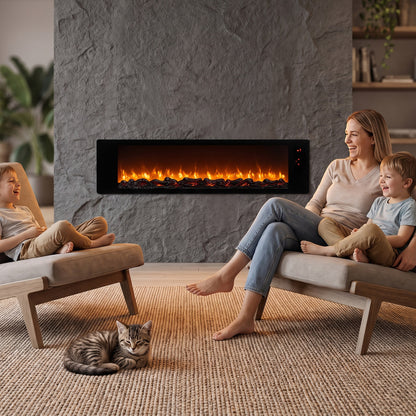 36" Electric Fireplace with 5-Level Adjustable Brightness and Speed