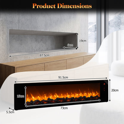 36" Electric Fireplace with 5-Level Adjustable Brightness and Speed
