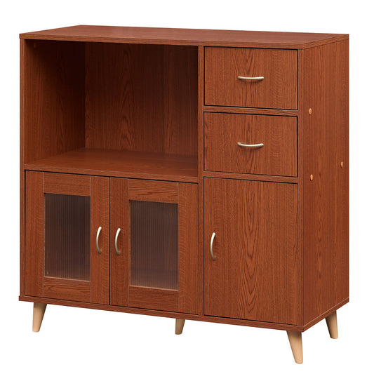36 Inch Sideboard Buffet Cabinet with Open Compartment-Brown