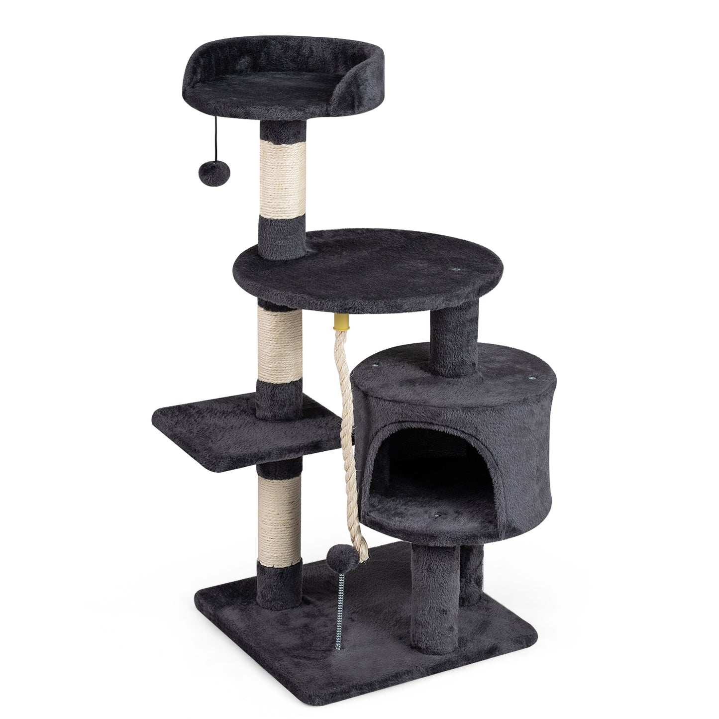 36 Inch Tall Kitten Tower with Condo and Plush Perch-Beige