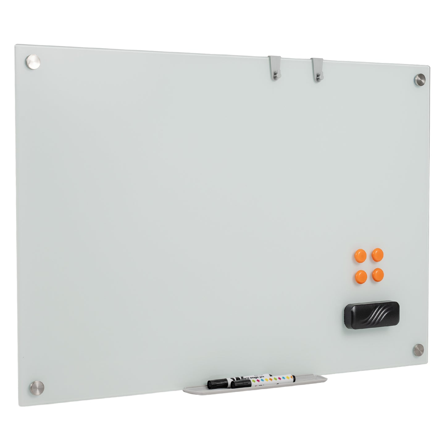 36 x 24 Inches Glass Whiteboard with Eraser and Removable Tray