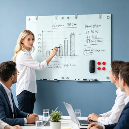 36” x 24” Magnetic Glass Board Frameless Whiteboard for Office Home-Black