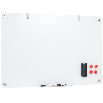 36” x 24” Magnetic Glass Board Frameless Whiteboard for Office Home-Black