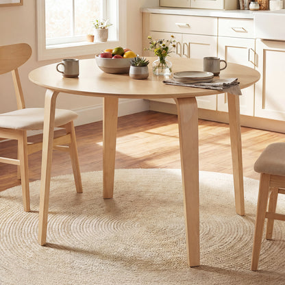 37.5" Round Dining Table with Rubber Wood Legs for Small Space-Natural