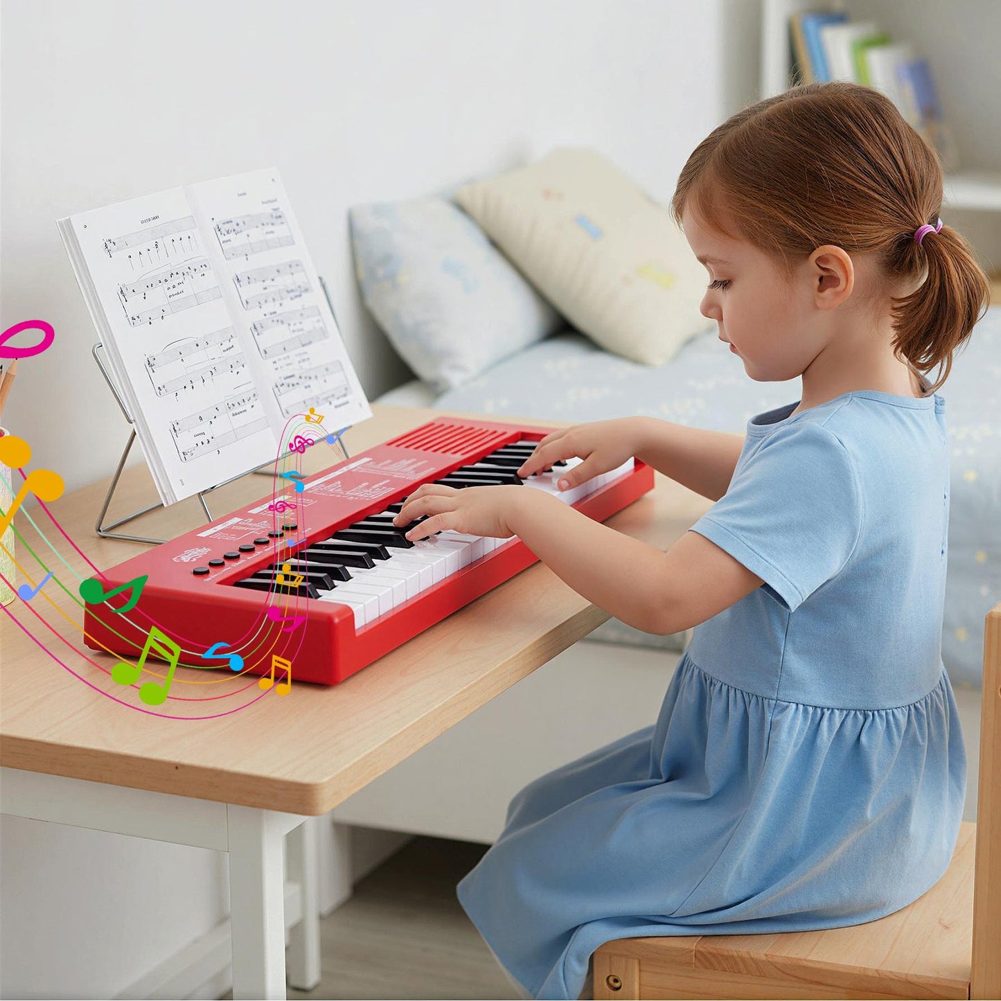 37 Keys Kids Piano Keyboard with 8 Rhythms and Microphone-Black
