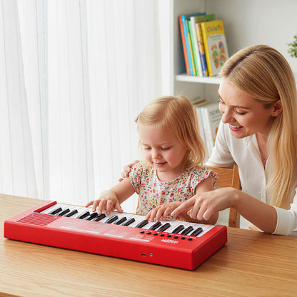 37 Keys Kids Piano Keyboard with 8 Rhythms and Microphone-Black