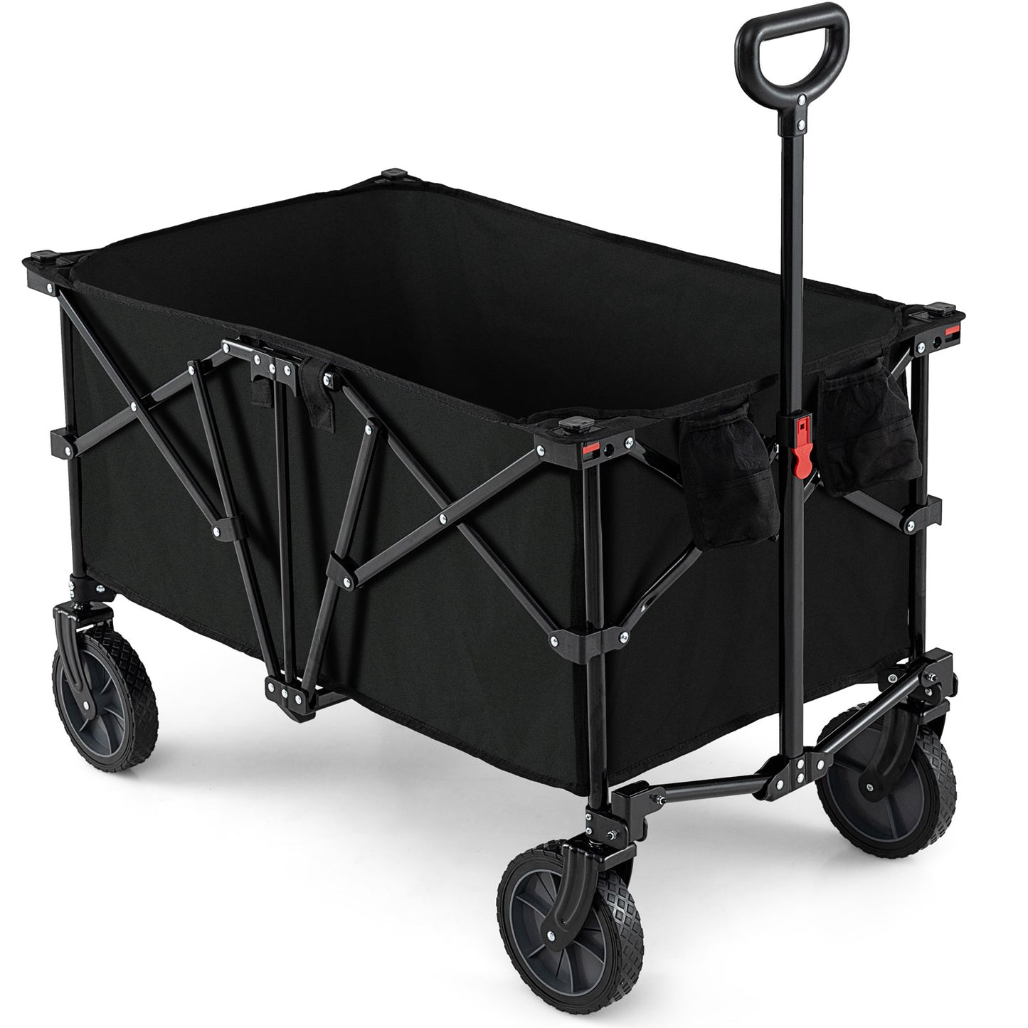 38 Inch 400 LBS Heavy-Duty Collapsible Wagon Cart with Adjustable Handle for Camping Garden-Black